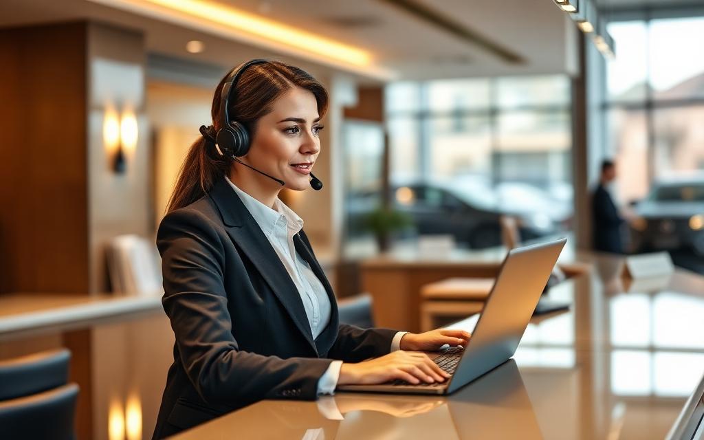 Concierge specialist assisting a customer by phone